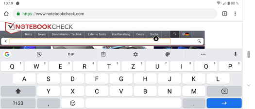 Using the default keyboard in landscape mode