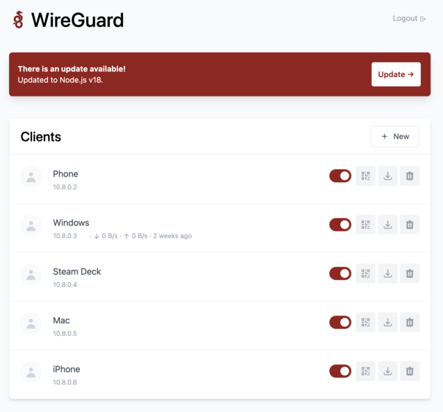 WireGuard Easy offers one of the simplest VPN setups allowing you access to your home network from anywhere and on any device. (Image source: Own)