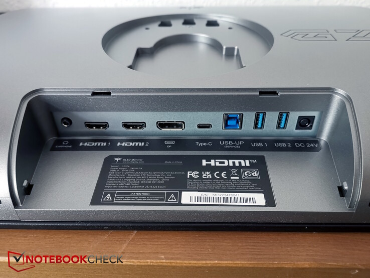 From the left: Headphones, 2x HDMI, DP, USB-C, USB-B Up, 2x USB-A, power