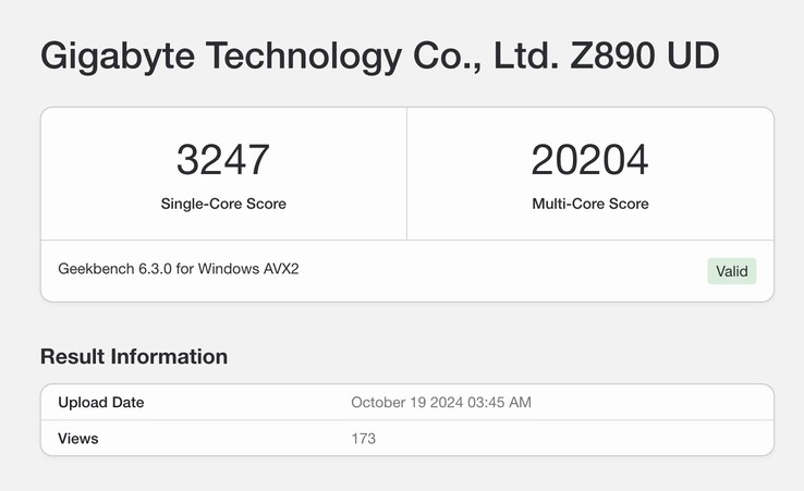 The Core Ultra 285 CPU appears to pack quite the punch despite missing out on hyper-threading support. (Image source: Geekbench)
