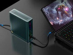 The OneXGPU Lite connected to a OneXPlayer G1. (Image source: One-Netbook)