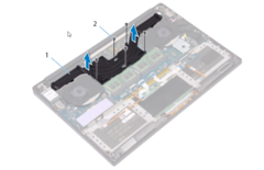 Dell XPS 15 9570 heatsink assembly diagram. (Source: Dell)