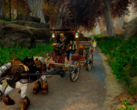 An image of the Dovahkiin riding his carriage and mobile home through the forests of Skyrim. (Image Source : Bethesda Game Studios)