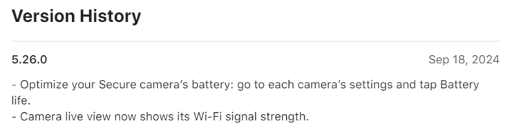 The change log for the Philips Hue app version 5.26.0. (Image source: Philips Hue)