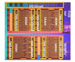 The current STT-MRAM chips are built on the 22 nm process and come in 7 Mb packages. (Source: Intel)