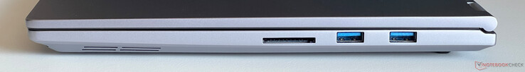Right: SD card reader, 2x USB-A 3.2 Gen 1 (5 Gbit/s)