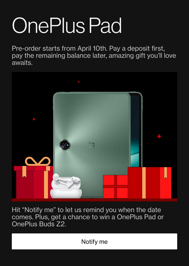 OnePlus announces a deposit scheme for Pad pre-orders. (Source: OnePlus)