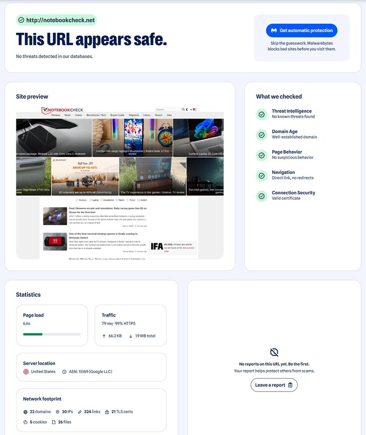 Notebookcheck.net seems to be safe - pu, lucky!