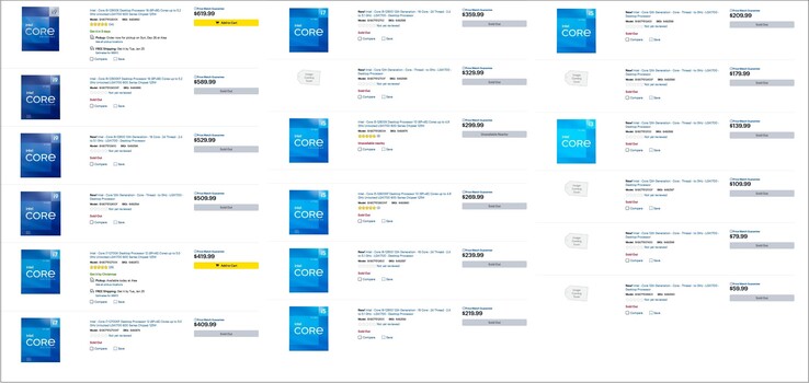 Leaked Alder Lake chip prices. (Image source Best Buy via @momomo_us)