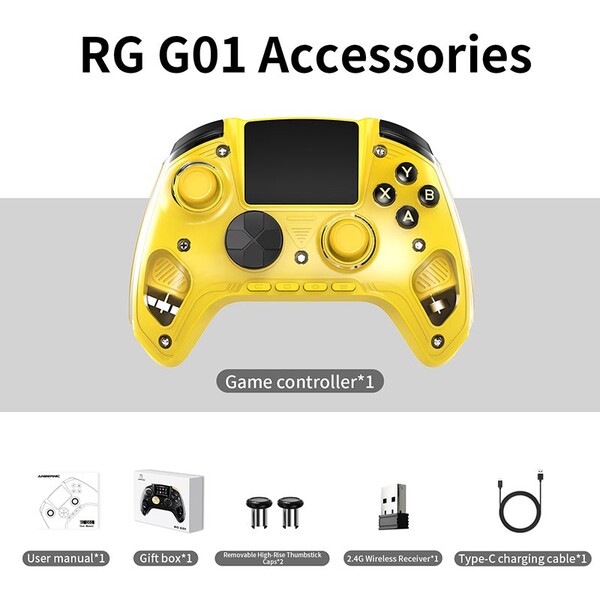 The Anbernic RG G01 will ship with extra thumbstick caps. (Image source: Anbernic)