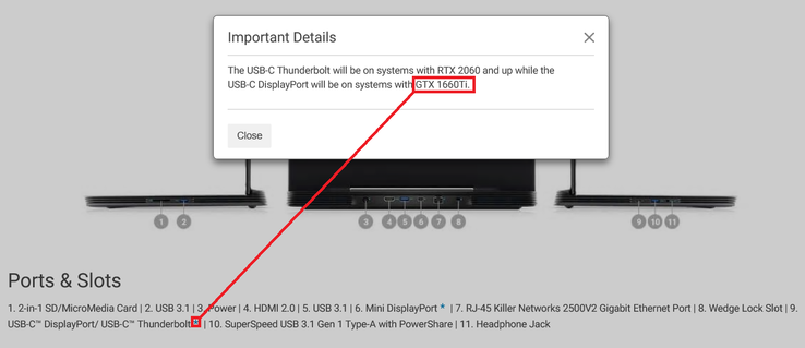Possible confirmation of a mobile GTX 1660 Ti GPU. (Source: Dell)
