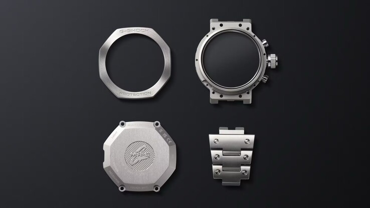 The case, case back, buttons, and crown are made of 64 titanium. (Image source: Casio)