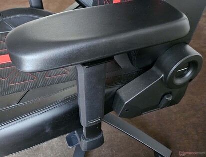 The armrests can be manually adjusted forwards, backwards, left, right, up, down, inwards, and outwards.