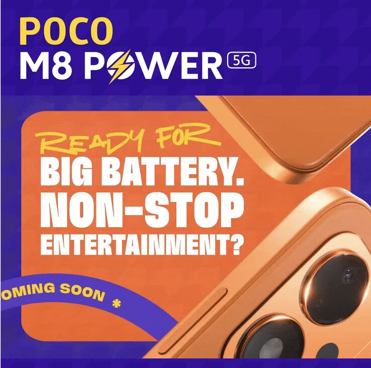 The Poco M8 Power 5G teased in an orange finish