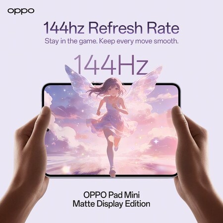 Oppo Pad Mini Matte Display Edition showing a 144Hz refresh rate