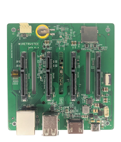 The Wiretrustee carrier board features four SATA 2.0 connections. (Image source: Wiretrustee)