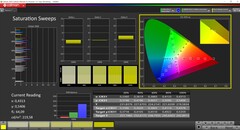 CalMAN saturation (profile: P3, target color space: P3)