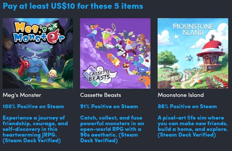A payment of $10 adds these 3 games to the bundle, making it a total of 5 games (Image source: Humble Bundle)