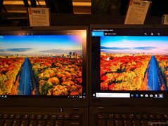 ThinkPad X1 Carbon w/o HDR (left) vs. ThinkPad X1 Carbon w/ HDR (right)