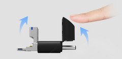The Micro-B connector is sheltered within the Type-A one, while the Type-C connector is protected by a special rubber cap on the opposite side. (Source: Silicon Power)