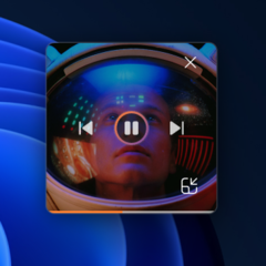 Microsoft showcases the new Media Player&#039;s mini player mode, which displays vibrant album art. (Image: Microsoft)