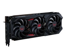 The PowerColor Red Devil AMD Radeon RX 9070 XT pictured here packs 16 GB of GDDR6 memory. (Image source: PowerColor)