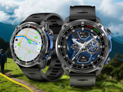 The Rogbid GeoX1 smartwatch (two such watches displaying different things pictured) has a 1.43-inch AMOLED display. (Image source: Rogbid)