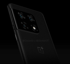 The OnePlus 10 Pro takes a noticeable design cue from the Galaxy S21 Ultra camera design. (Image: @OnLeaks/Zouton)