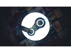 A promotional image for Steam with a big platform logo in the center on faded black background with various game title covers out of focus. (Image Source: Steam)