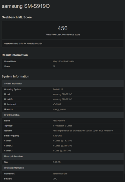 Exynos 2300 Geekbench listing (image via Geekbench)