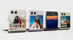 A concept image of the Galaxy Z Flip5 with its rumoured larger cover. (Image source: @technizoconcept & @RoderSuper)