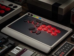 The 8BitDo Arcade Controller Pro has a display at the top left corner.