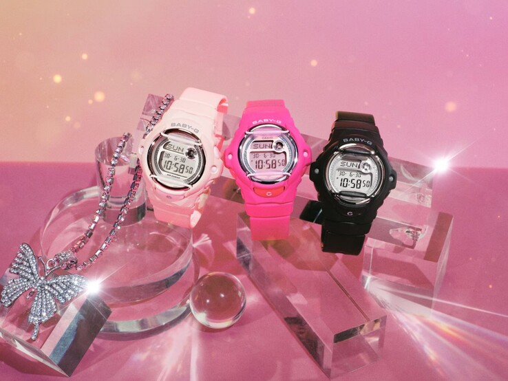 From left to right: the Casio BG-169KB-4, BG-169KB-4B1 and BG-169KB-1 watches