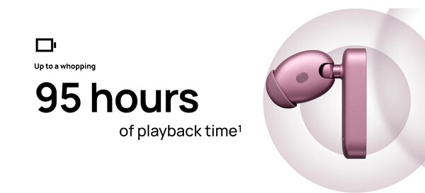 The HMD Amped Buds have a battery life of almost 100 hours. (Image source: HMD)