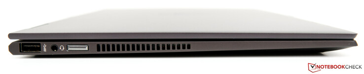 Left: USB 3.1 Gen 1 Type-A, audio combo port, power button, fan vents