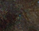 A composite image showing a section of the interstellar medium X-rayed for sulfur (Image source: DSS, DECaPS, eRosita, and NASA; cropped)