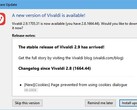 Vivaldi 2.9 update notification (Source: Own)