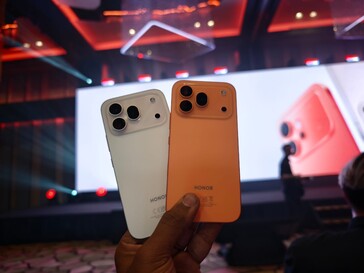 The Honor 600 Pro in orange and golden white colorways 