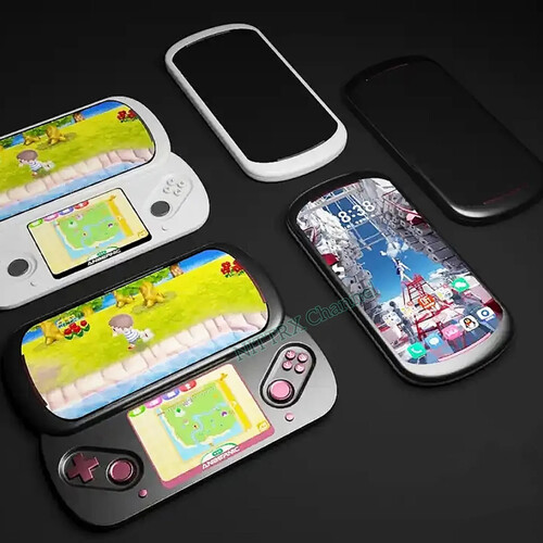 Concept images point to the Anbernic Slide also being used as a smartphone. (Image source: via Nittrx)
