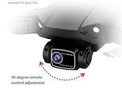 The adjustable main camera can be tilted remotely during flight