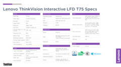 Lenovo ThinkVision T75 - Specifications. (Image Source: Lenovo)