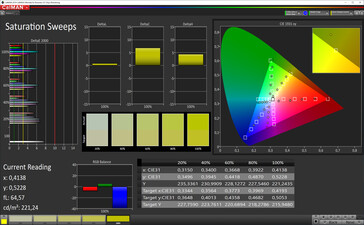 CalMAN: Colour saturation - sRGB target colour space. Colour profile: Standard