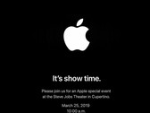 Apple will host its first launch event of 2019 on March 25 at the Steve Jobs Theater. (Image source: Apple)