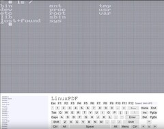 Console screenshot of LinuxPDF executing the &#039;ls&#039; command while running Linux within a PDF file. (Image source: Ading2210 on Github)