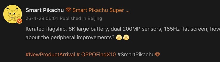 Leaked details of the Oppo Find X10.