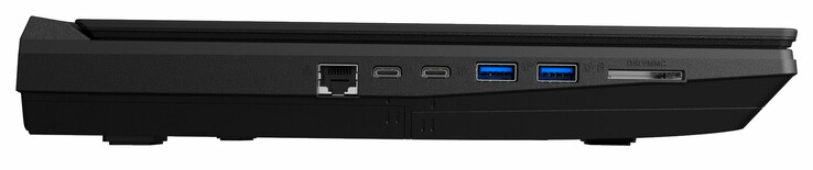 Left side: Gigabit Ethernet, Thunderbolt 3, USB 3.1 Gen 2 Type-C, 2x USB 3.1 Gen 1 Type-A, card reader