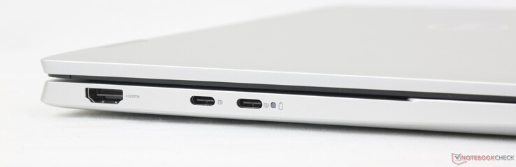 Left: HDMI 1.4, 2x USB-C 3.2 Gen. 2 w/ Power Delivery + DisplayPort