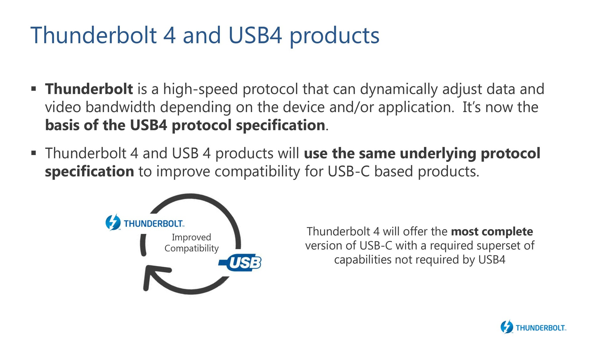 Intel unveils the Thunderbolt 4 spec, which AMD believes it can