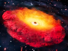 An artist representation of the CAPERS-LRD-z9 galaxy (Image source: Erik Zumalt and The University of Texas at Austin)