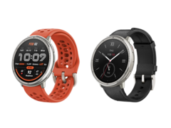 Amazfit Active 2 smartwatch in Red Sport Silicone (left) and Black leather (right), priced at $99.99 and $129.99 respectively. (Image source: Amazfit)